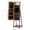 360° Rolling Full Length Vanity Mirror Jewelry Cabinet, Rustic Lockable Cosmetic & Jewelry Storage Armoire with Bottom Shelf